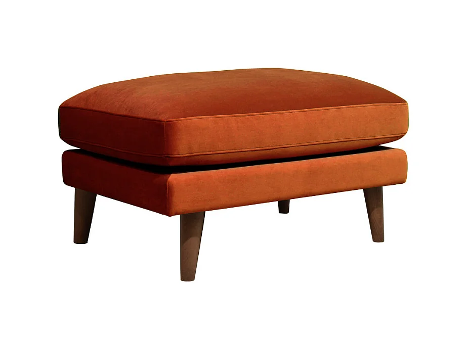 Villabon - Pouf en velours pieds bois foncé - Rouille