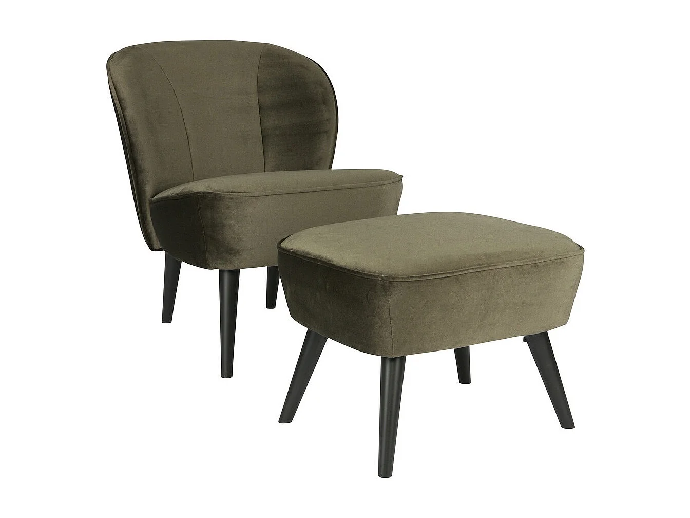 Sara - Repose-pieds en velours - Vert kaki