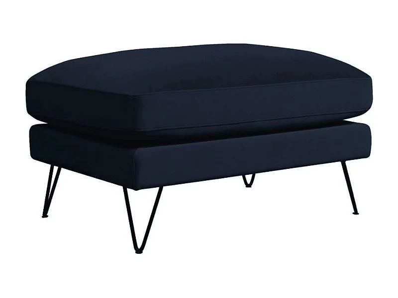 Villabon - Pouf en velours pieds épingles noirs - Bleu marine