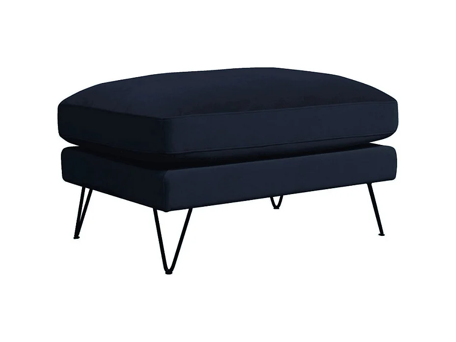 Villabon - Pouf en velours pieds épingles noirs - Bleu marine