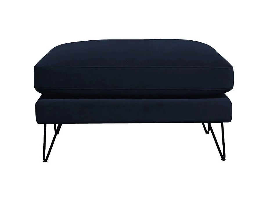 Villabon - Pouf en velours pieds épingles noirs - Bleu marine