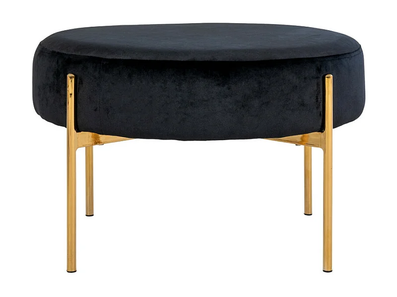 Amadora Pouf Velour schwarz, Messinglook.