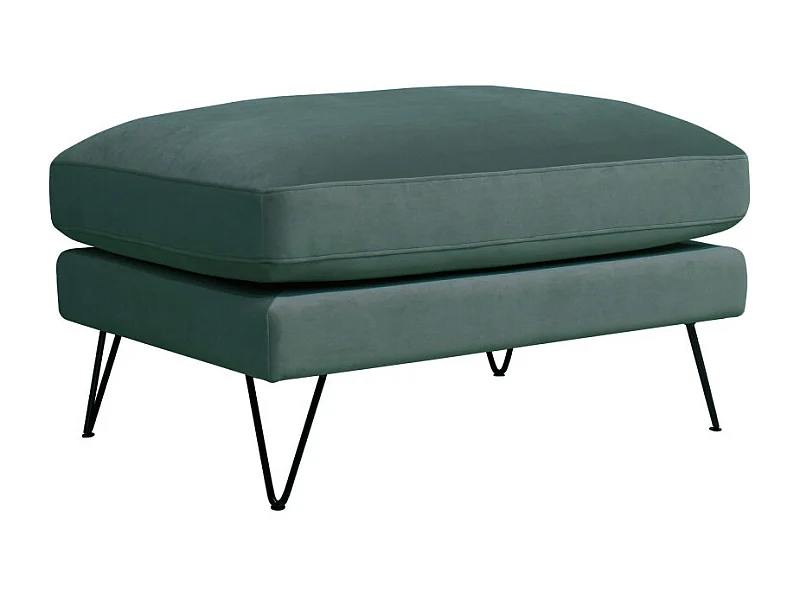 Villabon - Pouf en velours pieds épingles noirs - Vert eucalyptus