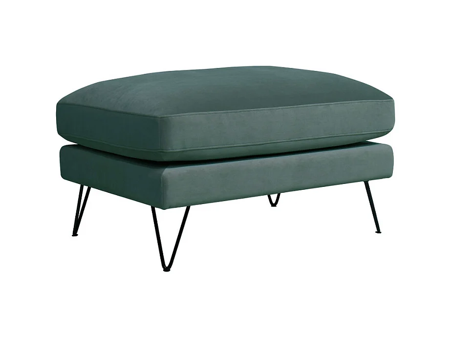 Villabon - Pouf en velours pieds épingles noirs - Vert eucalyptus