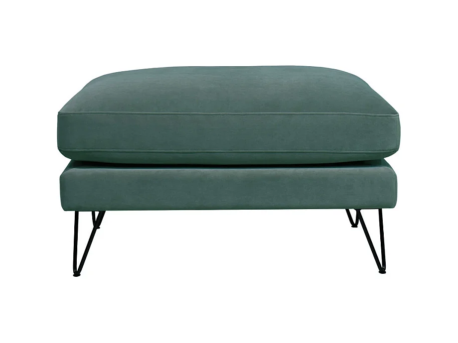 Villabon - Pouf en velours pieds épingles noirs - Vert eucalyptus