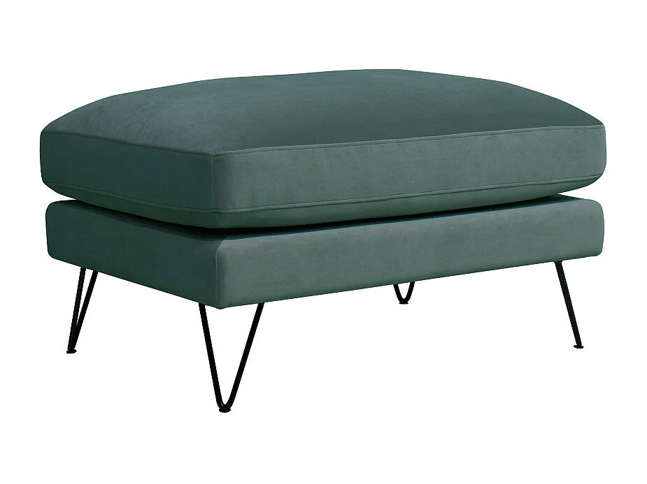 Villabon - Pouf en velours pieds épingles noirs - Vert eucalyptus