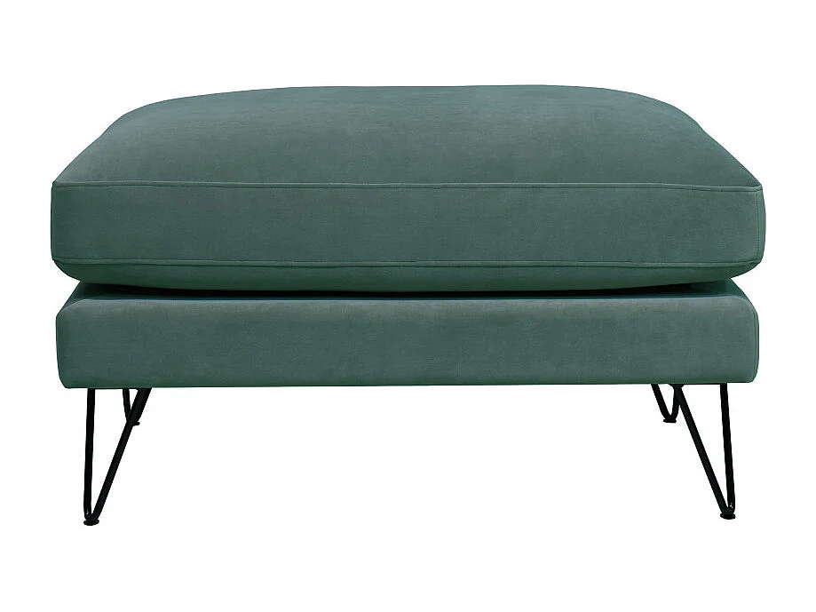 Villabon - Pouf en velours pieds épingles noirs - Vert eucalyptus