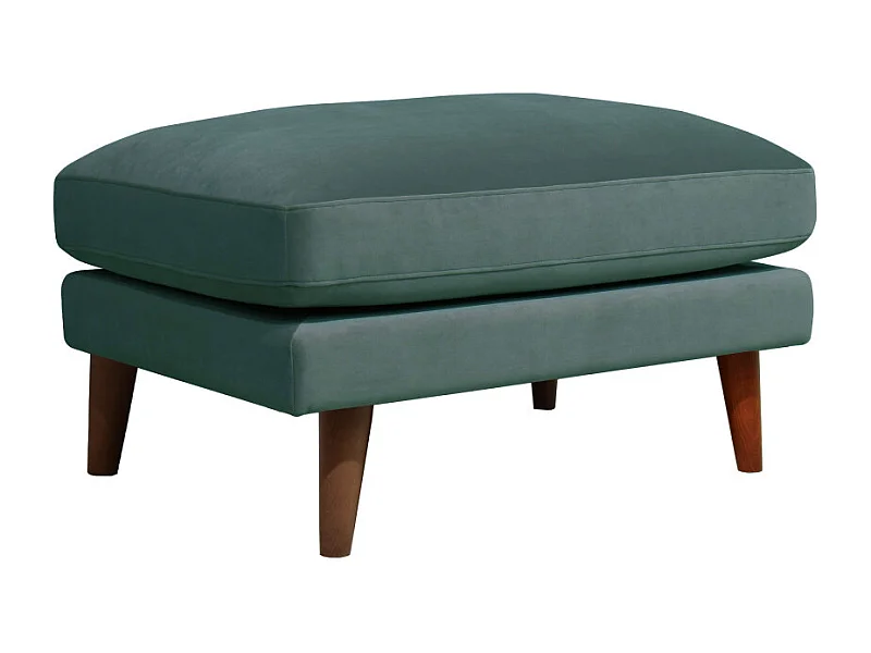 Villabon - Pouf en velours pieds bois foncé - Vert eucalyptus