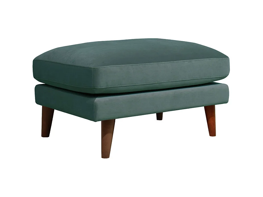 Villabon - Pouf en velours pieds bois foncé - Vert eucalyptus