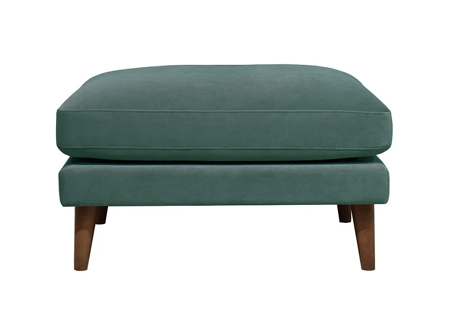 Villabon - Pouf en velours pieds bois foncé - Vert eucalyptus