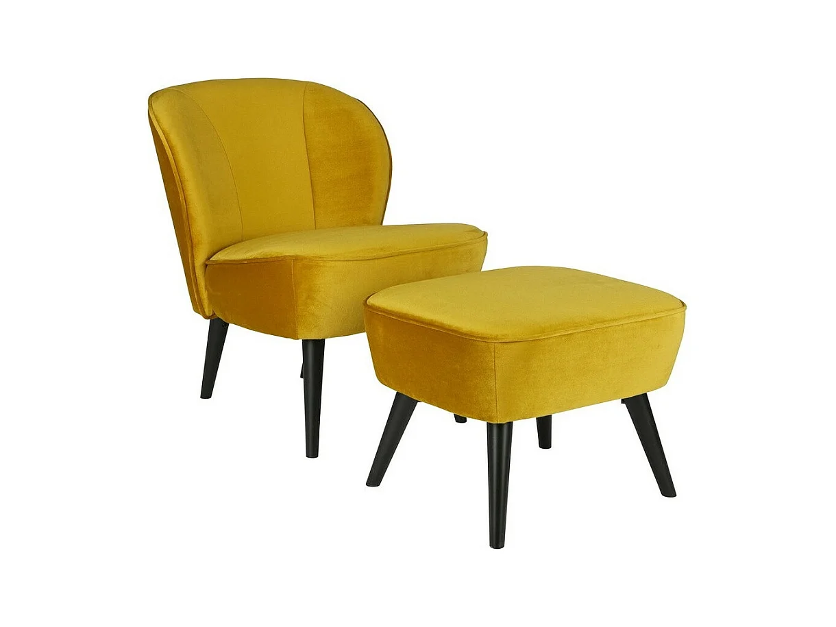 Sara - Repose-pieds en velours - Ocre