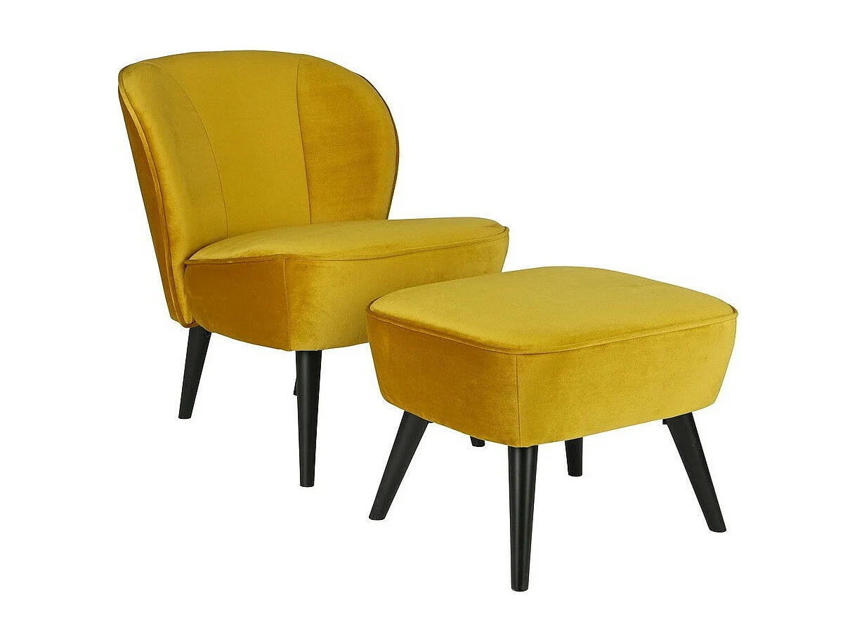 Sara - Repose-pieds en velours - Ocre