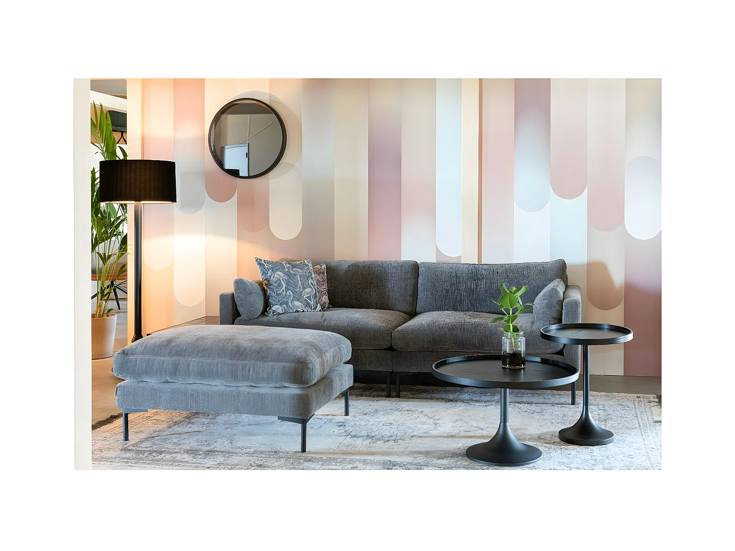 SUMMER - Pouf en tissu microfibres gris