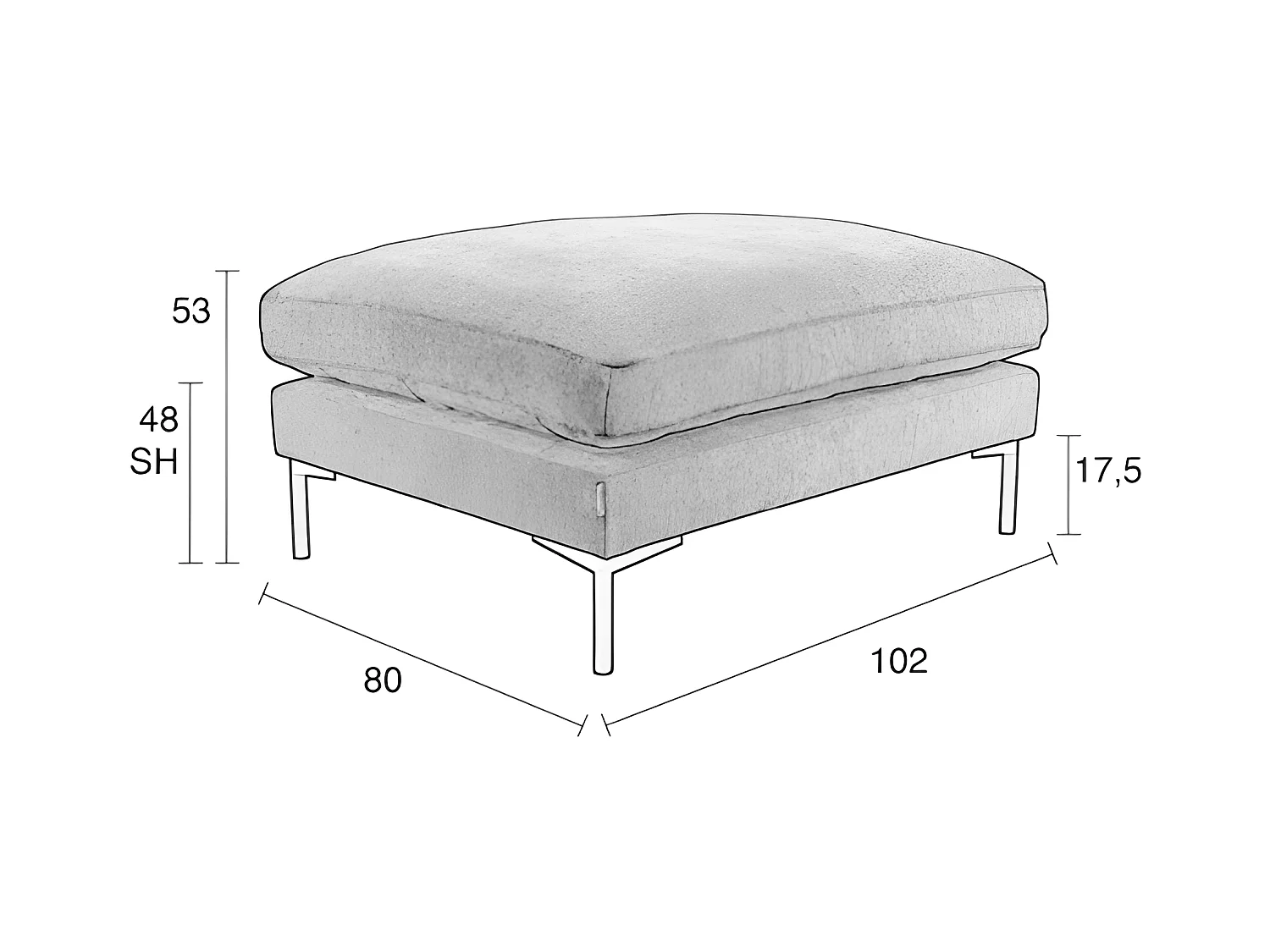 SUMMER - Pouf en tissu microfibres gris