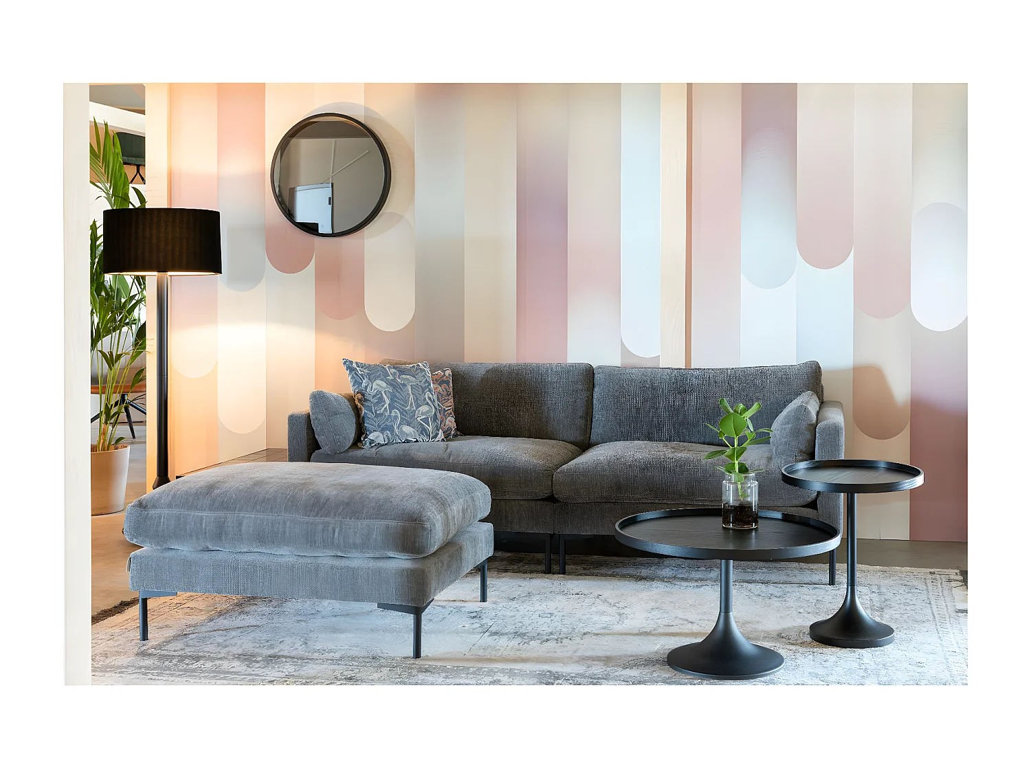 SUMMER - Pouf en tissu microfibres gris