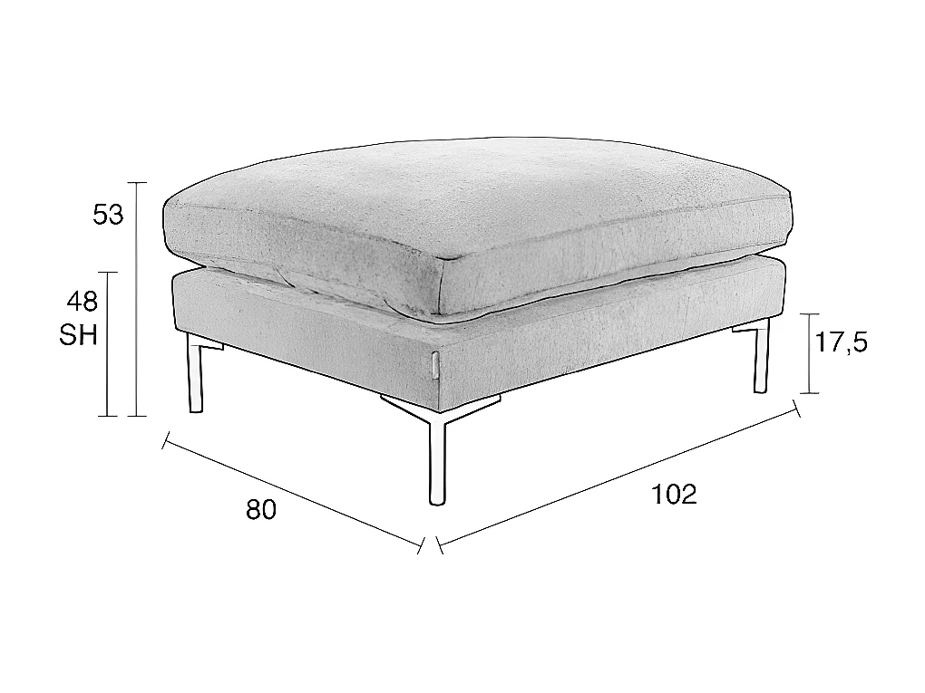 SUMMER - Pouf en tissu microfibres gris