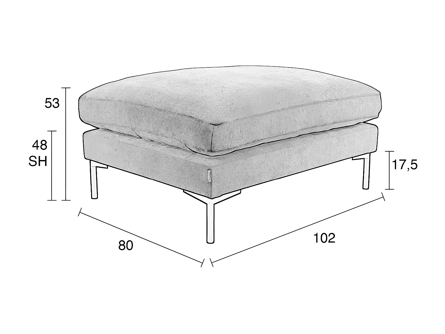 SUMMER - Pouf en tissu microfibres gris