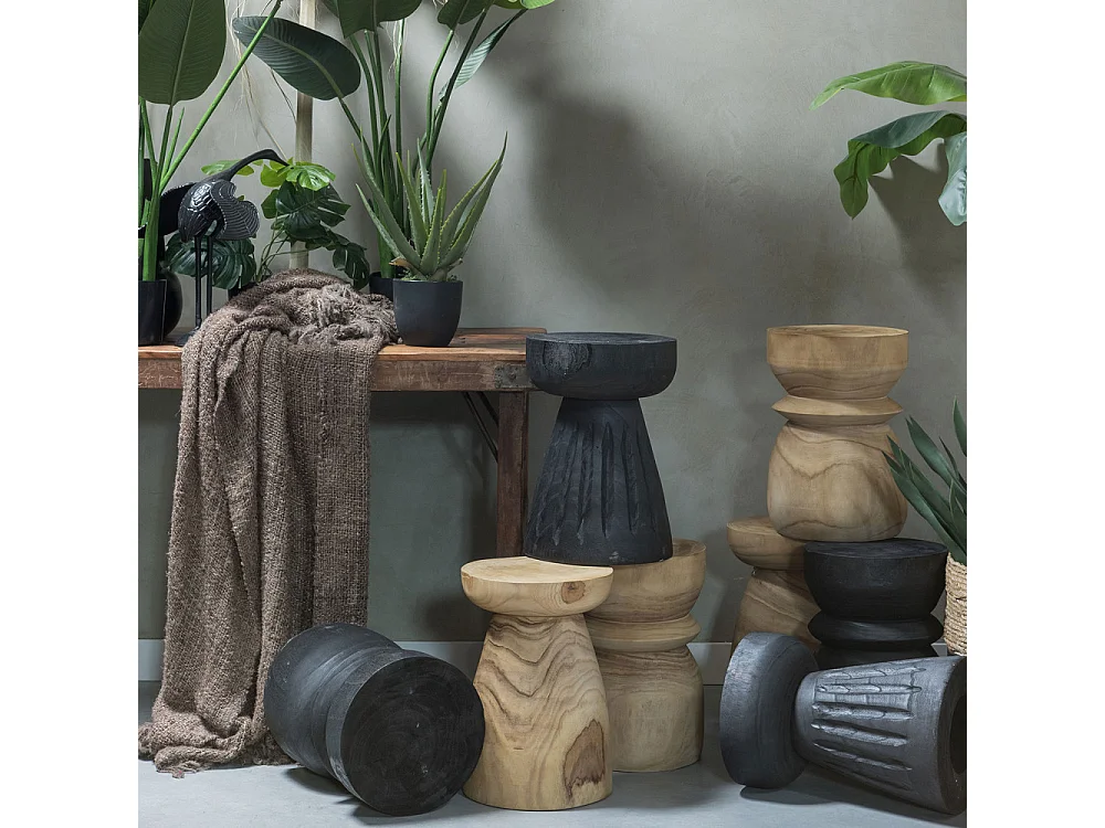 BIKKEL - Tabouret en bois ø28cm - Naturel