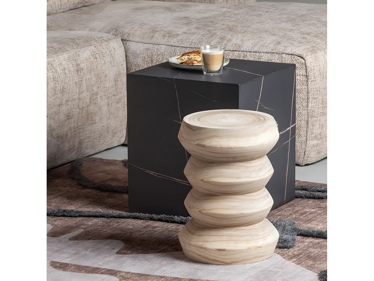 Babs - Tabouret en bois H41xø31cm - Bois clair