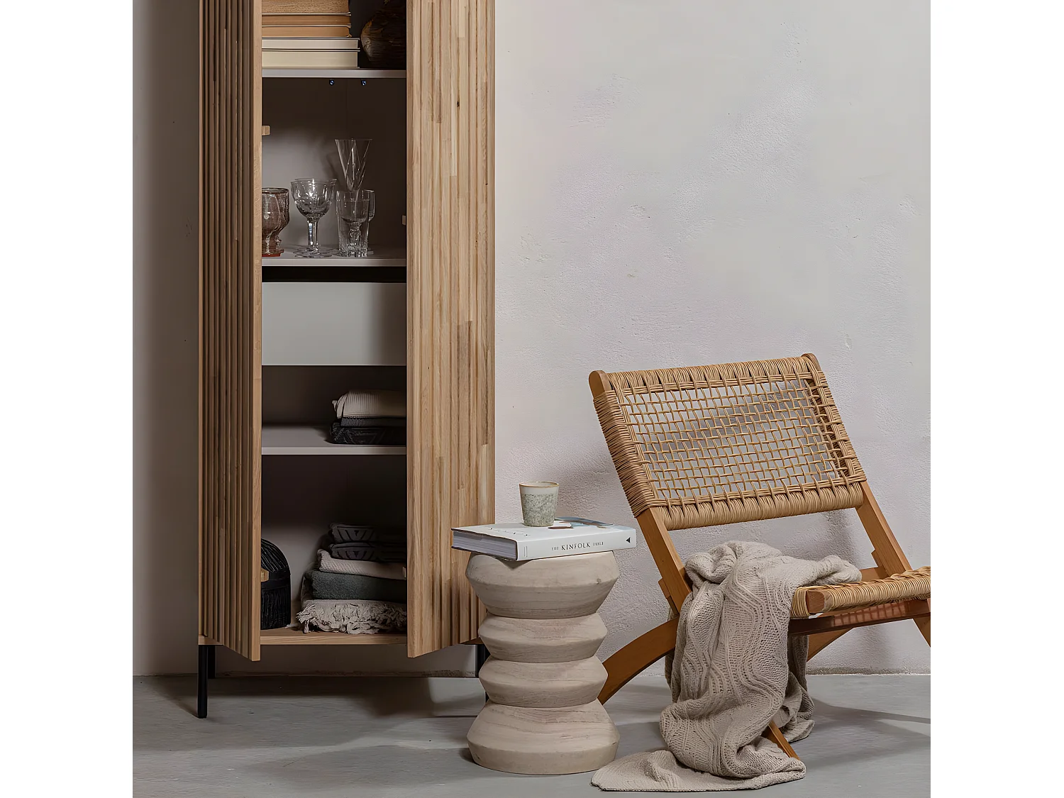 Babs - Tabouret en bois H41xø31cm - Bois clair