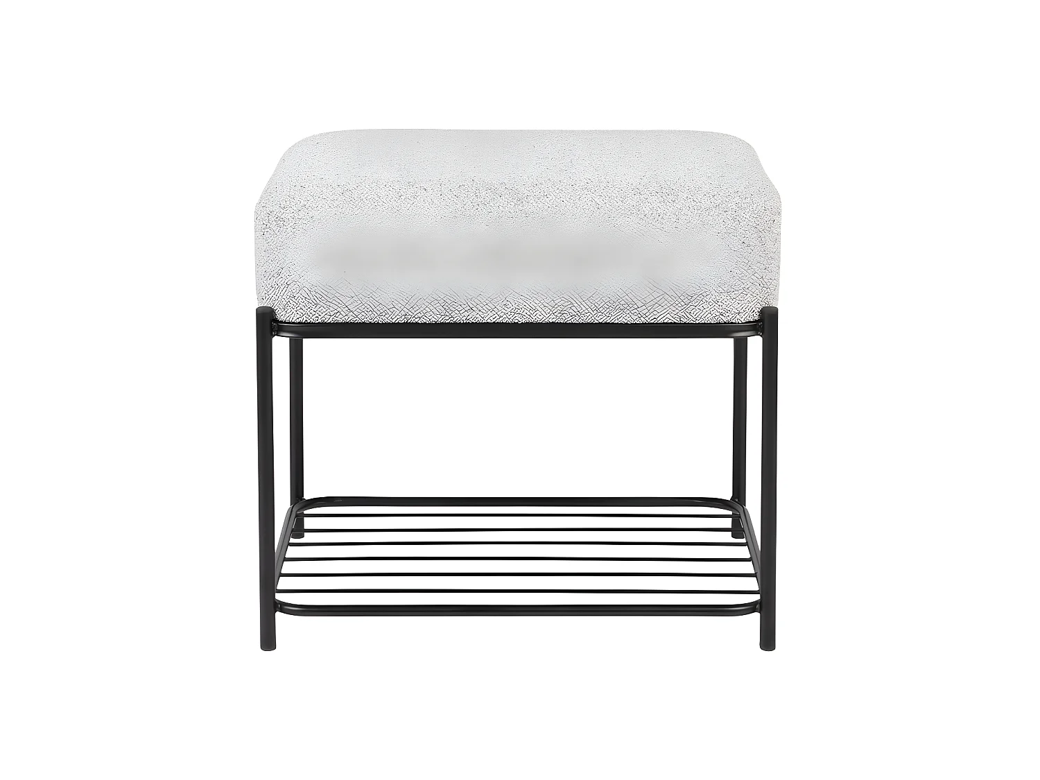 Milou - Tabouret rectangulaire en tissu et métal - Gris chiné