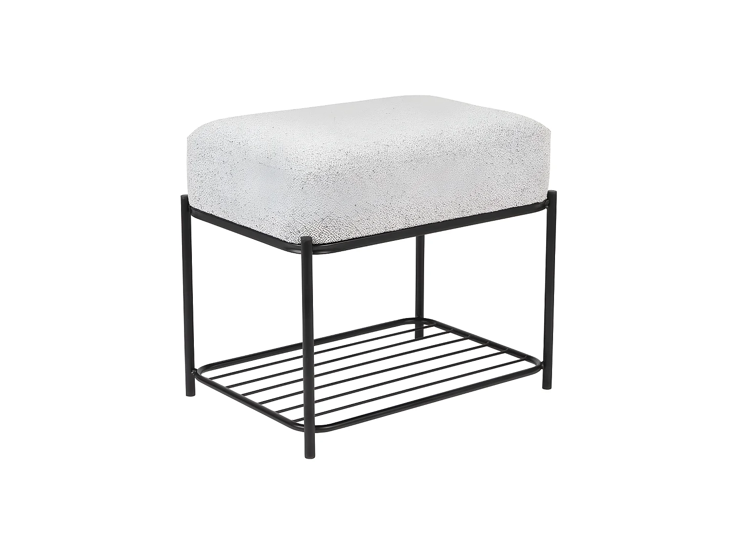 Milou - Tabouret rectangulaire en tissu et métal - Gris chiné