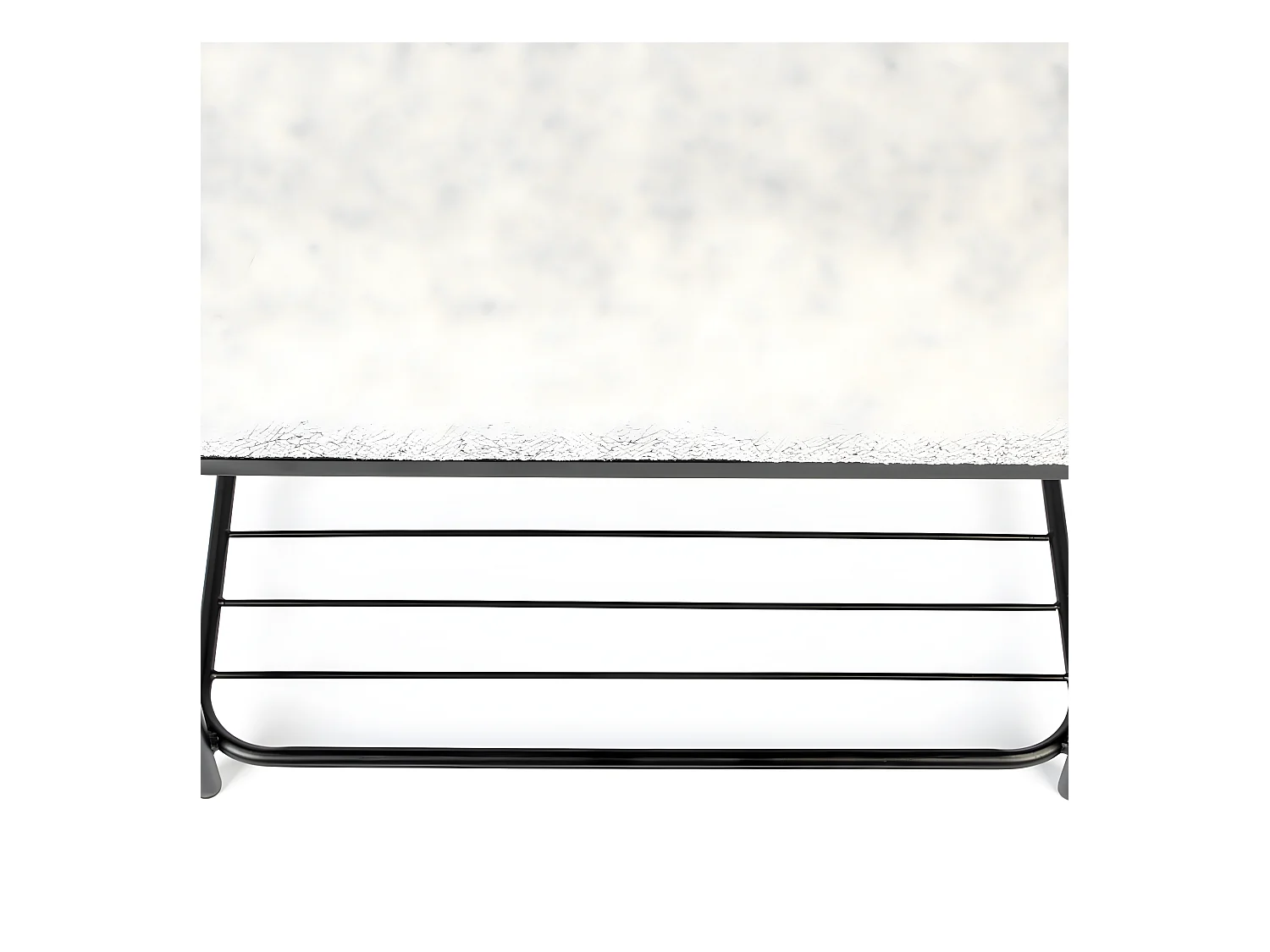 Milou - Tabouret rectangulaire en tissu et métal - Gris chiné