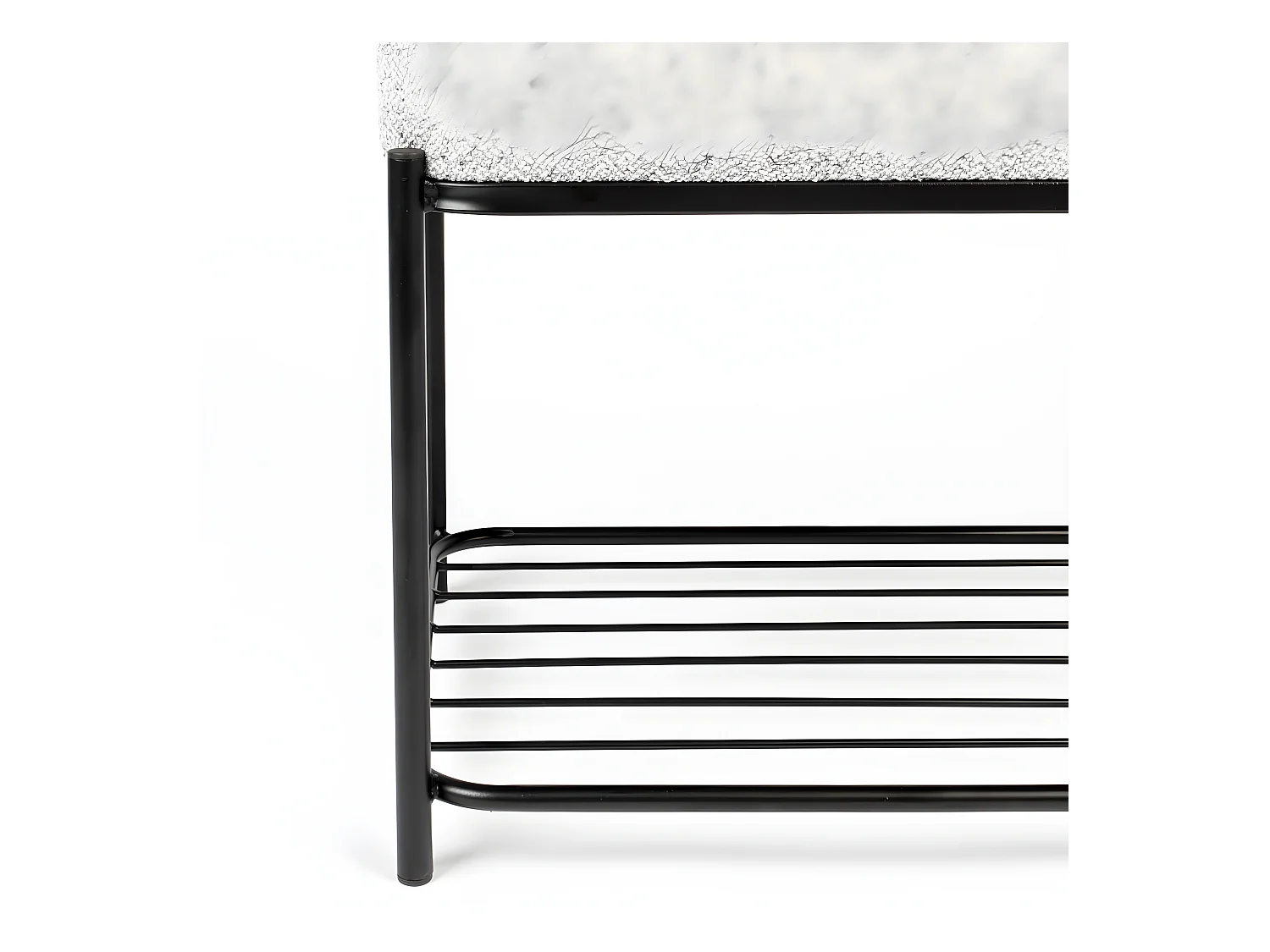 Milou - Tabouret rectangulaire en tissu et métal - Gris chiné