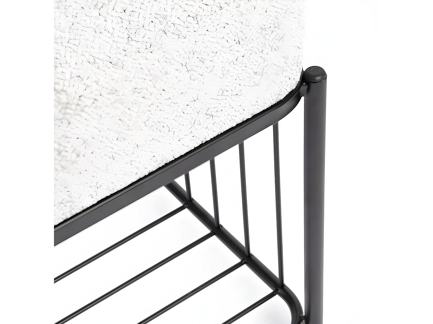 Milou - Tabouret rectangulaire en tissu et métal - Gris chiné