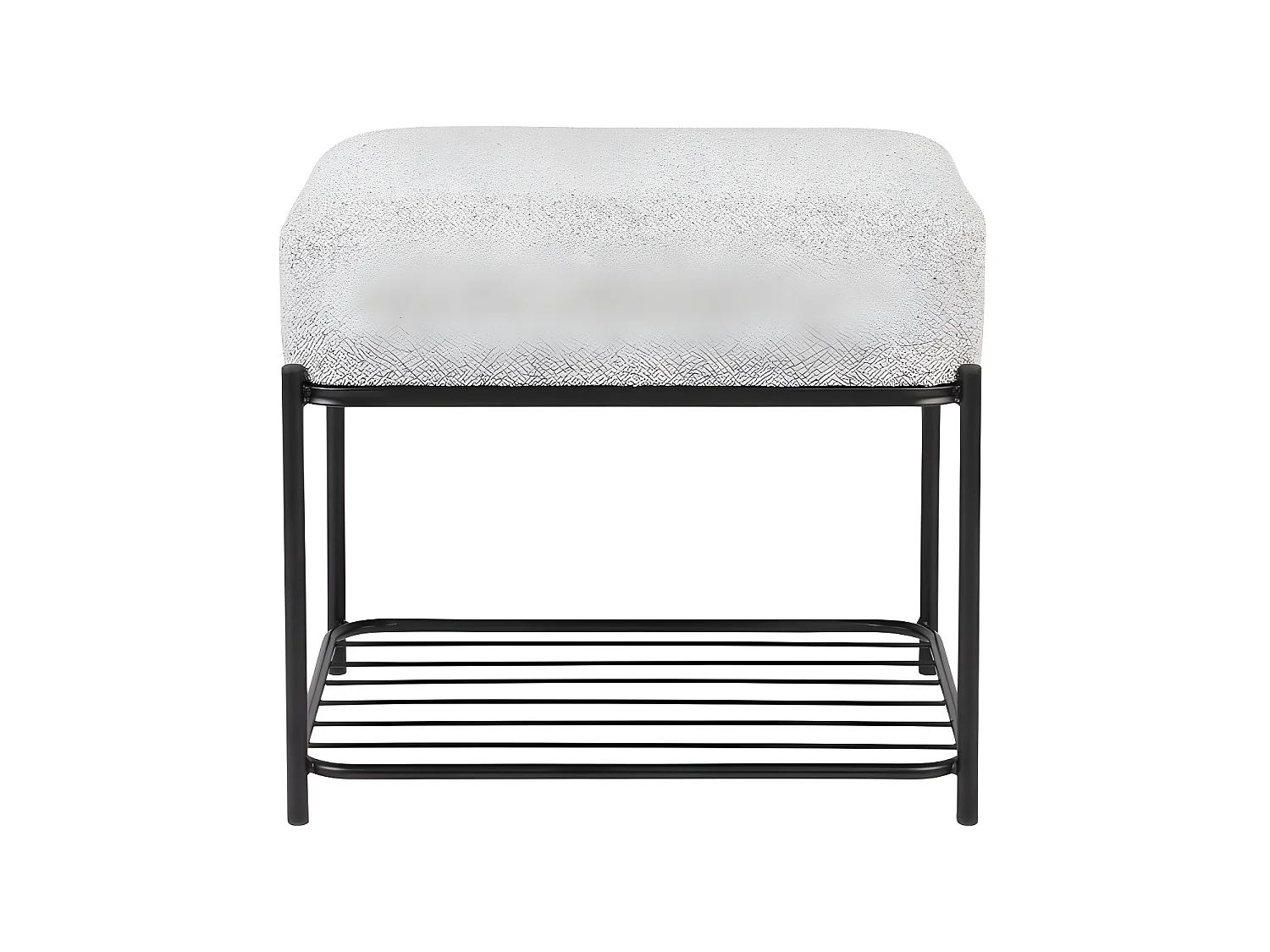 Milou - Tabouret rectangulaire en tissu et métal - Gris chiné