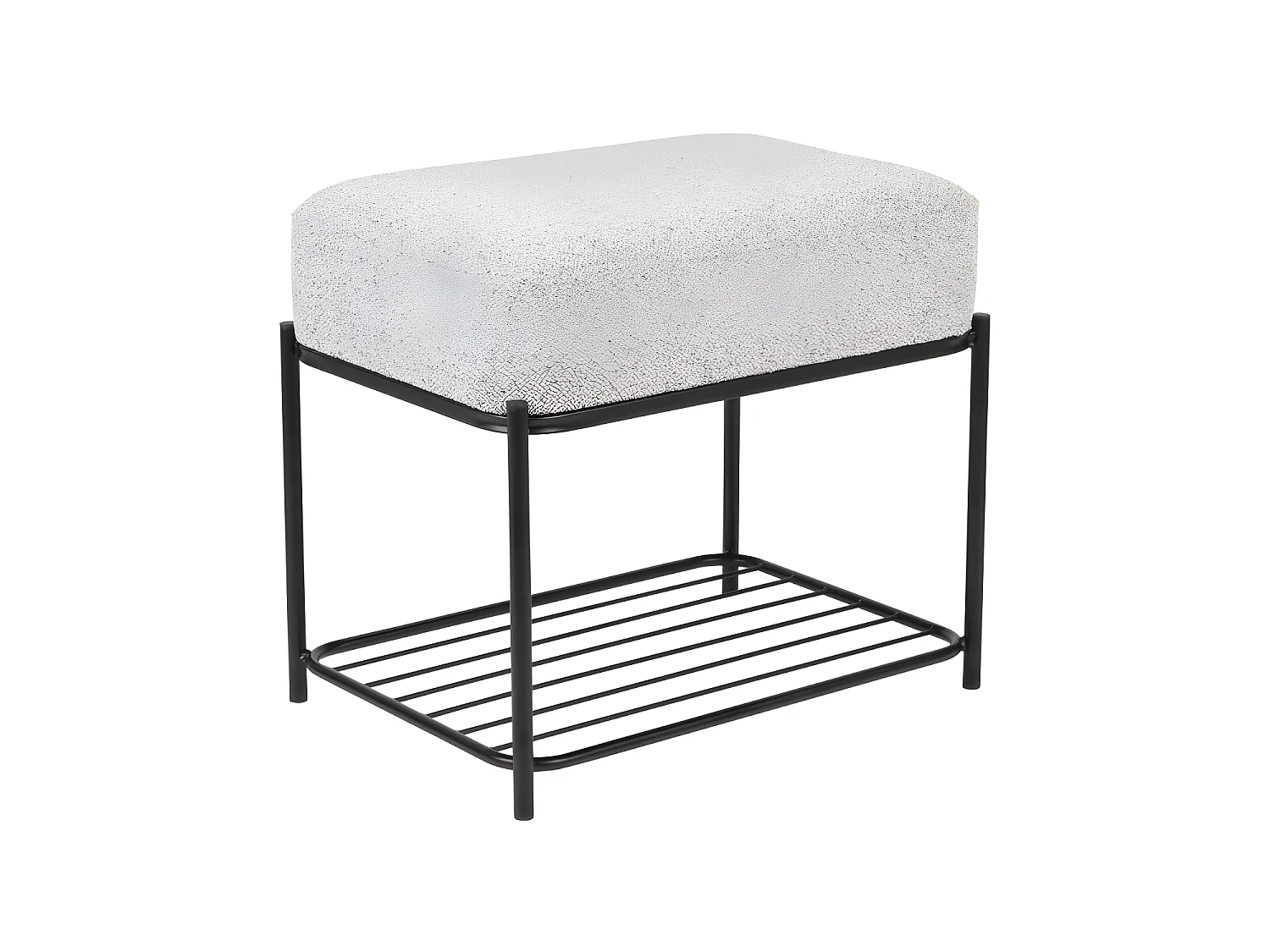 Milou - Tabouret rectangulaire en tissu et métal - Gris chiné