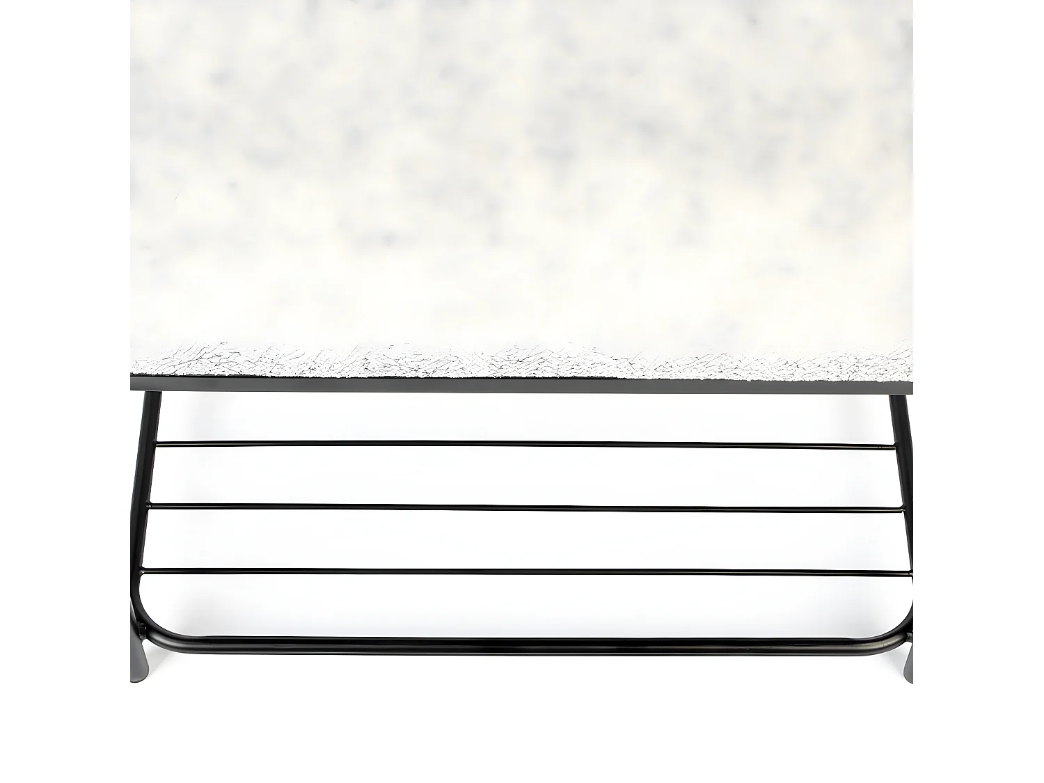 Milou - Tabouret rectangulaire en tissu et métal - Gris chiné