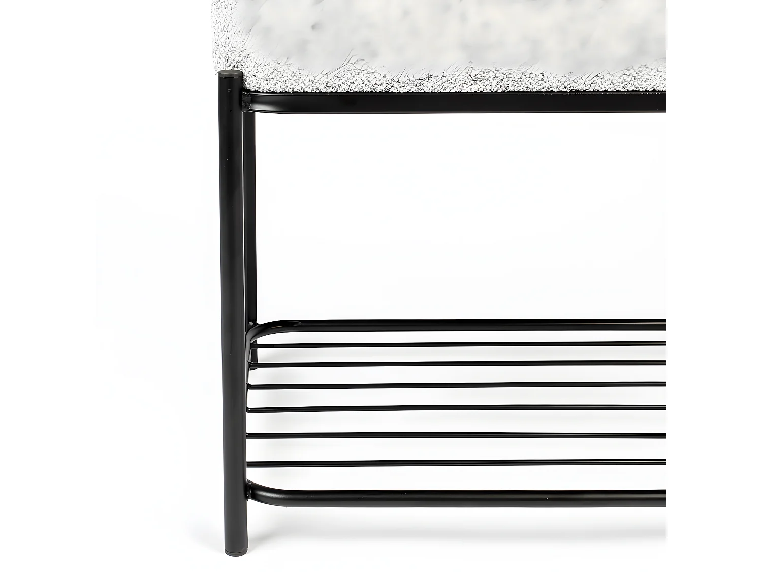 Milou - Tabouret rectangulaire en tissu et métal - Gris chiné