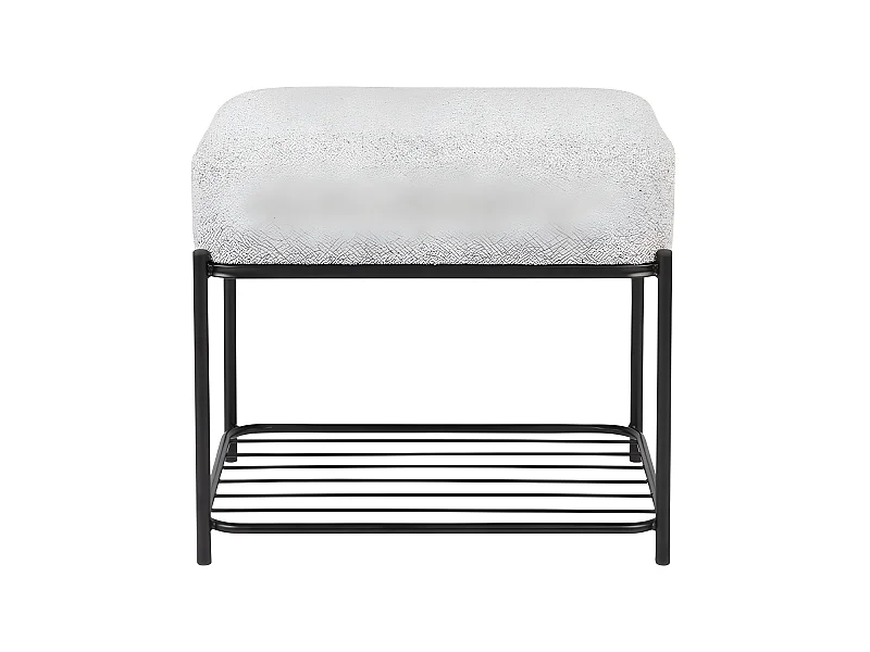 Milou - Tabouret rectangulaire en tissu et métal - Gris chiné