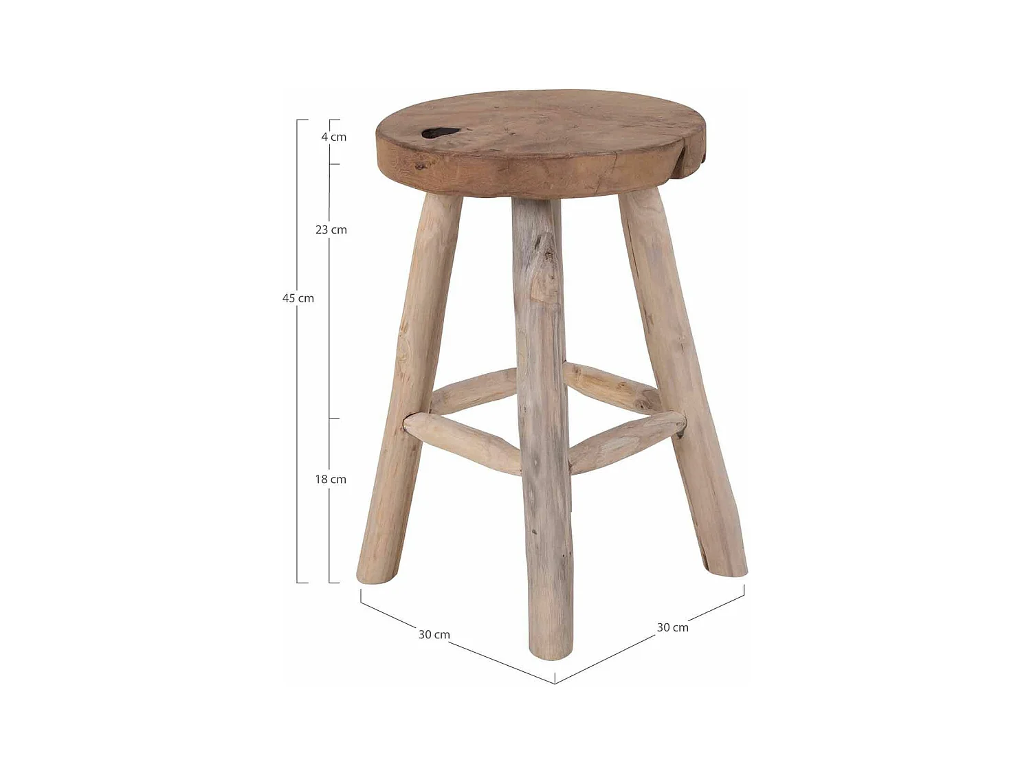 Badia - Tabouret en teck H45cm - Naturel