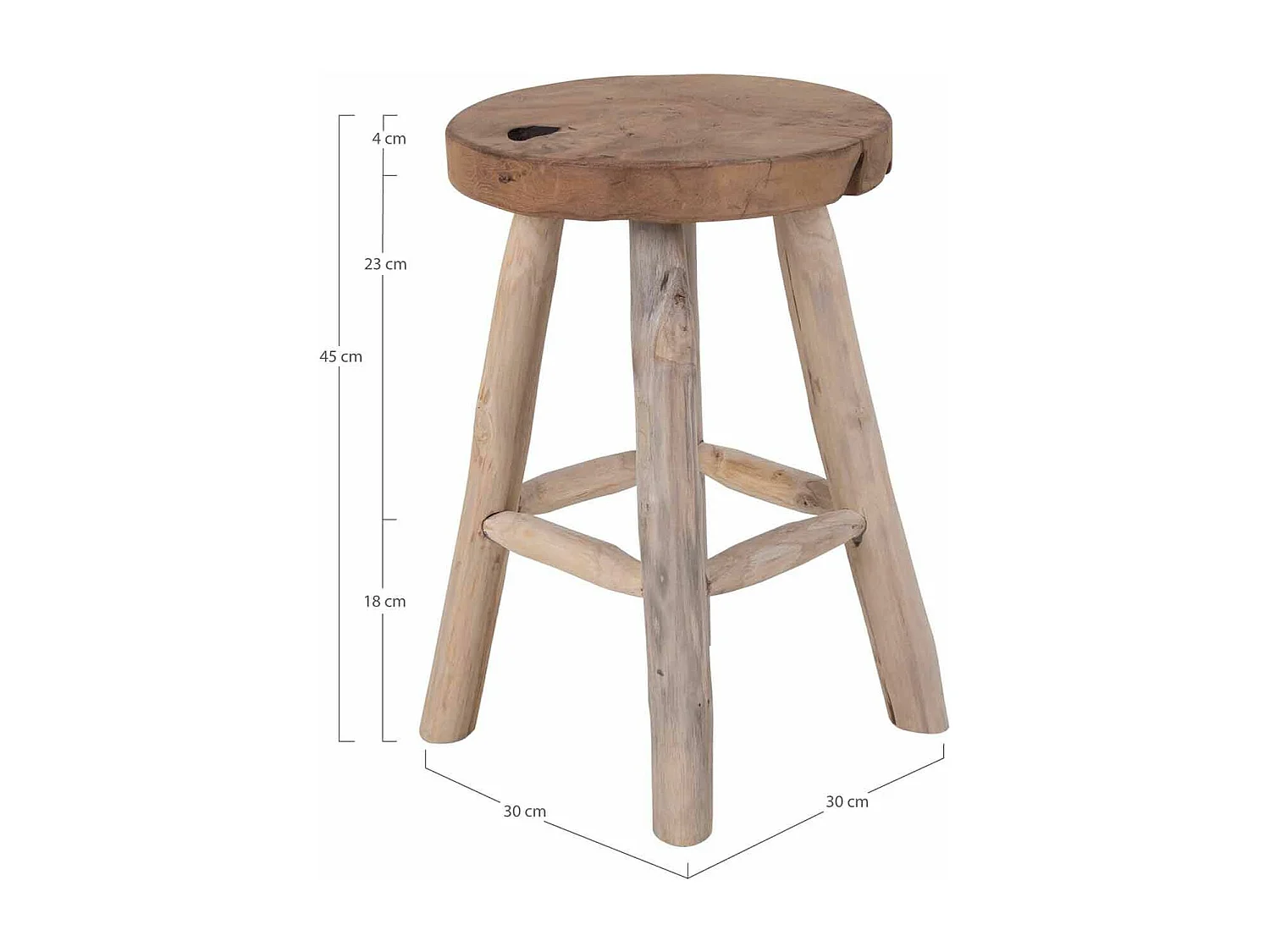 Badia - Tabouret en teck H45cm - Naturel