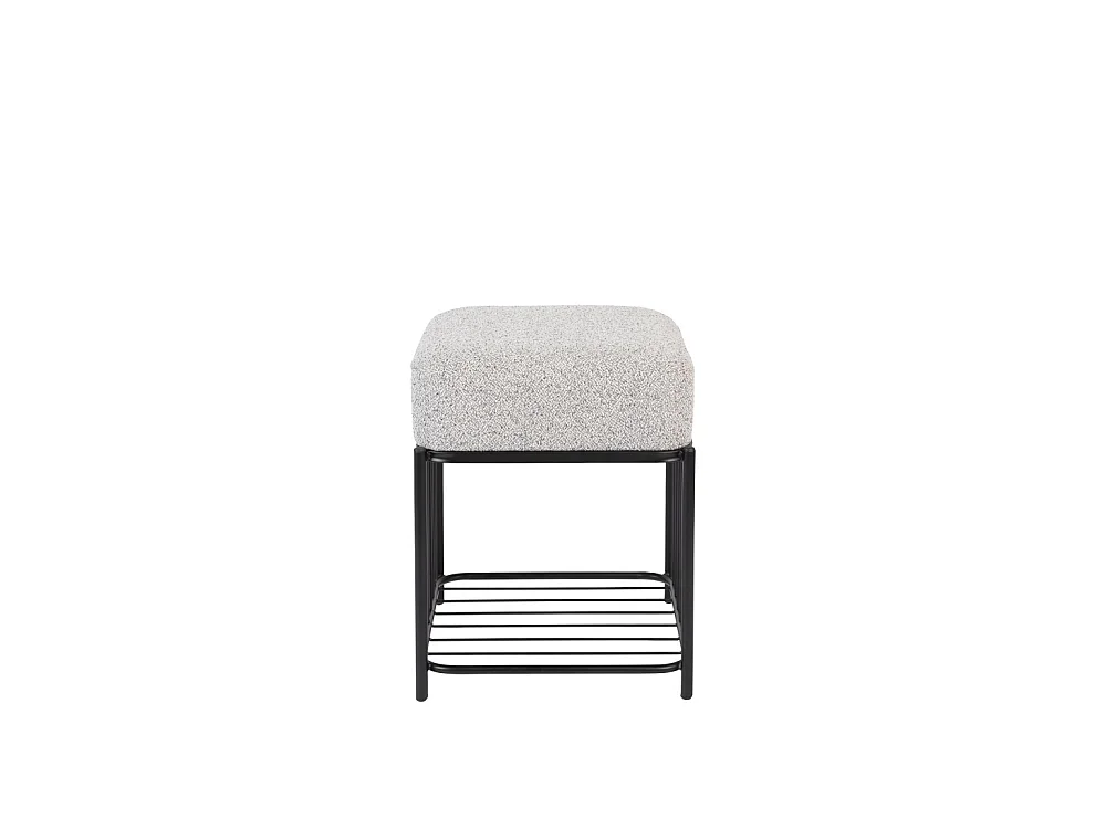 Milou - Tabouret carré en tissu et métal - Gris chiné