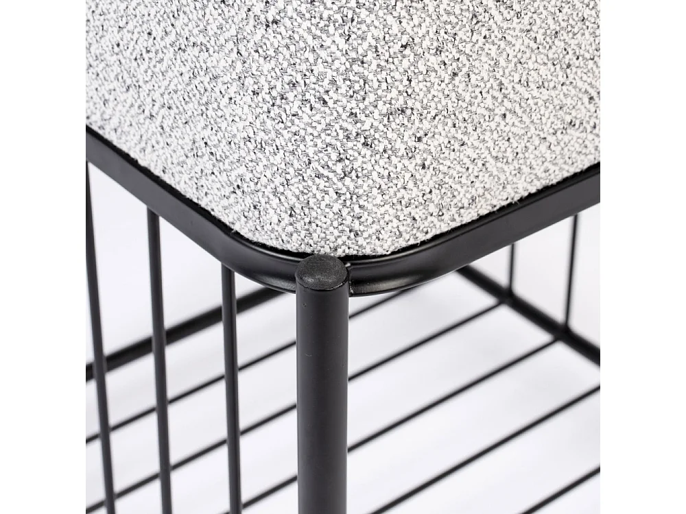 Milou - Tabouret carré en tissu et métal - Gris chiné