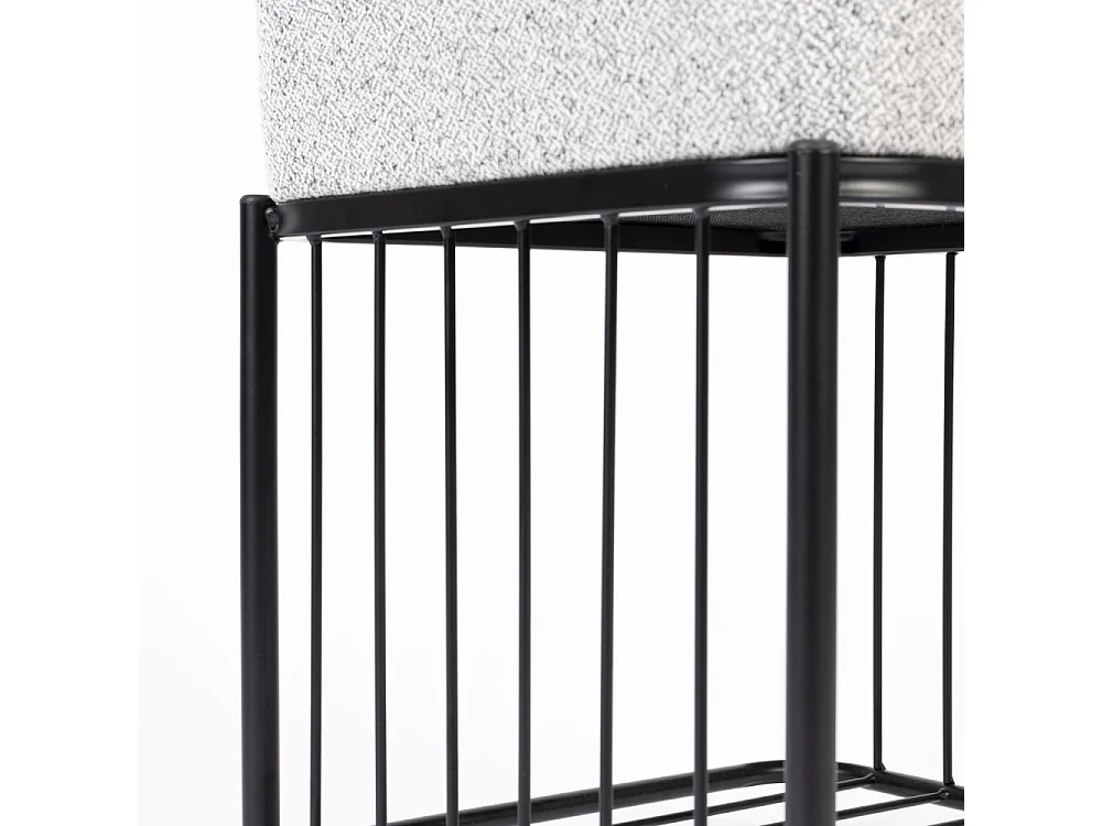 Milou - Tabouret carré en tissu et métal - Gris chiné