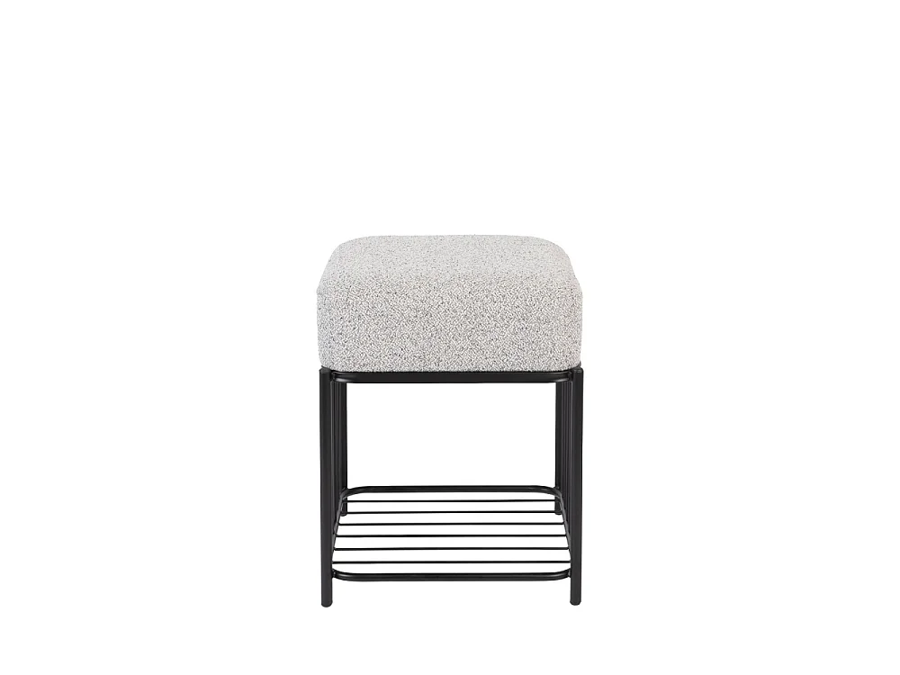 Milou - Tabouret carré en tissu et métal - Gris chiné