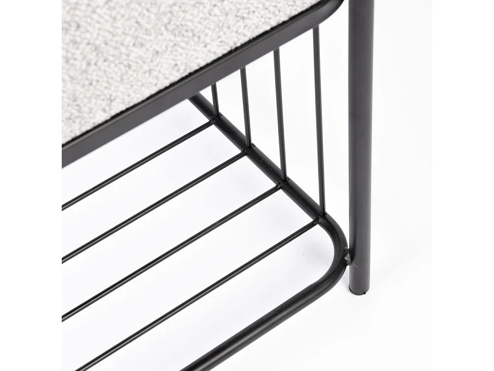 Milou - Tabouret carré en tissu et métal - Gris chiné