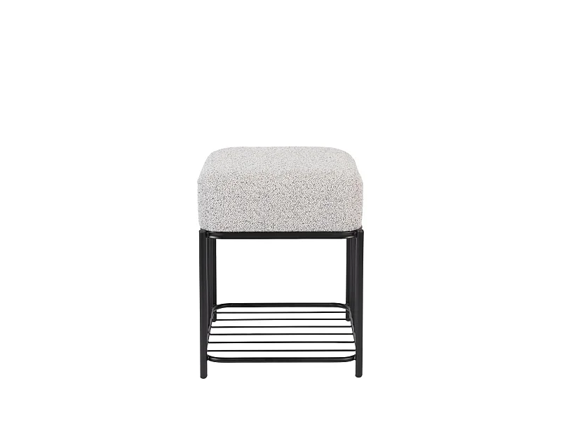 Milou - Tabouret carré en tissu et métal - Gris chiné