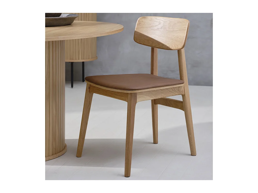 Orr - Lot de 2 chaises en bois et simili - Beige