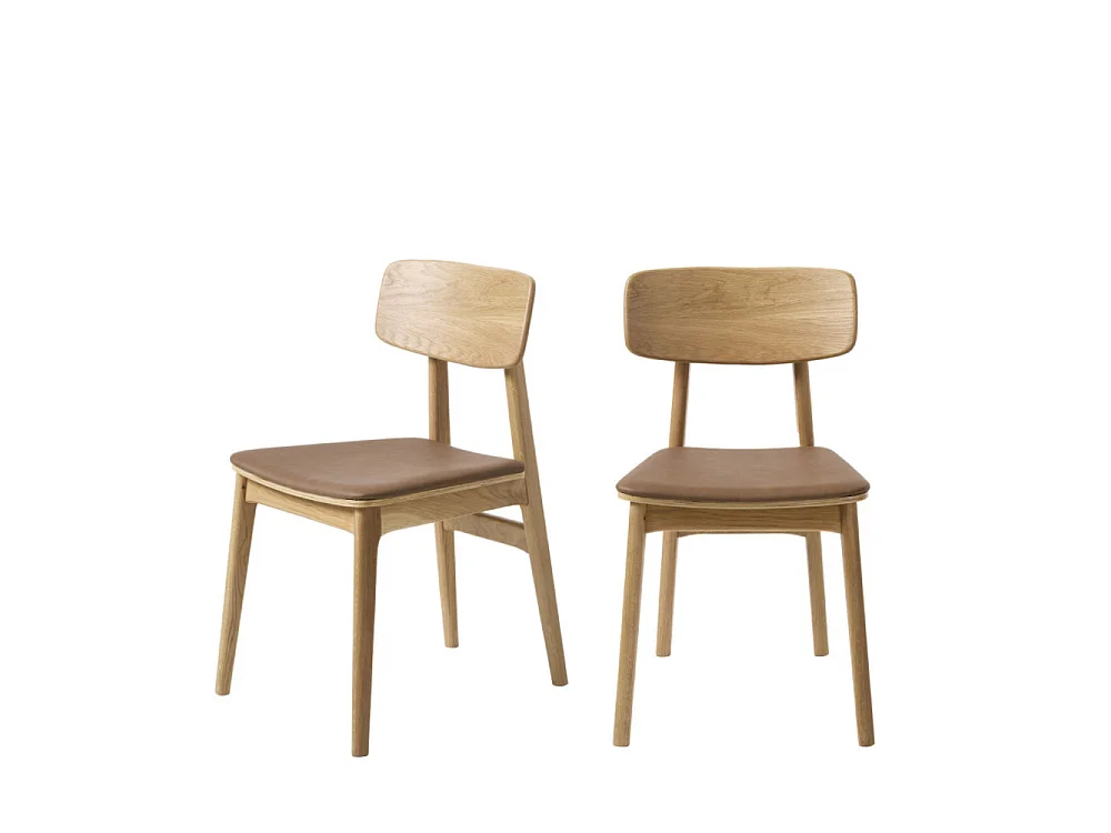 Orr - Lot de 2 chaises en bois et simili - Beige