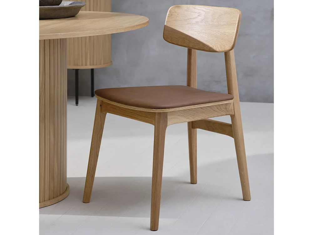 Orr - Lot de 2 chaises en bois et simili - Beige