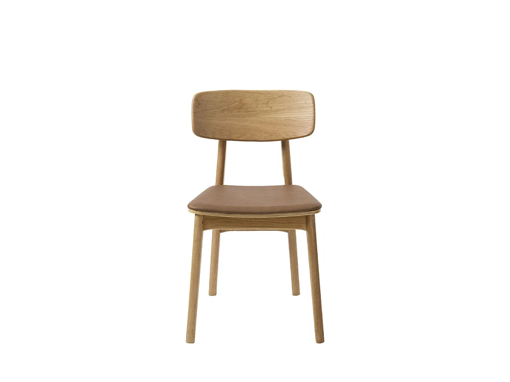 Orr - Lot de 2 chaises en bois et simili - Beige