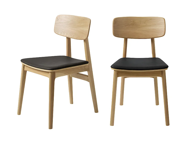 Orr - Lot de 2 chaises en bois et simili - Noir