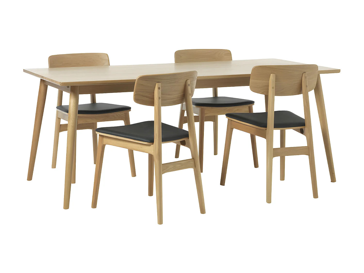 Orr - Lot de 2 chaises en bois et simili - Noir