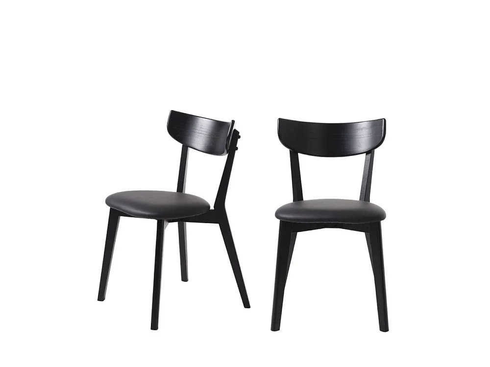 Aude - Lot de 2 chaises en bois et simili - Noir