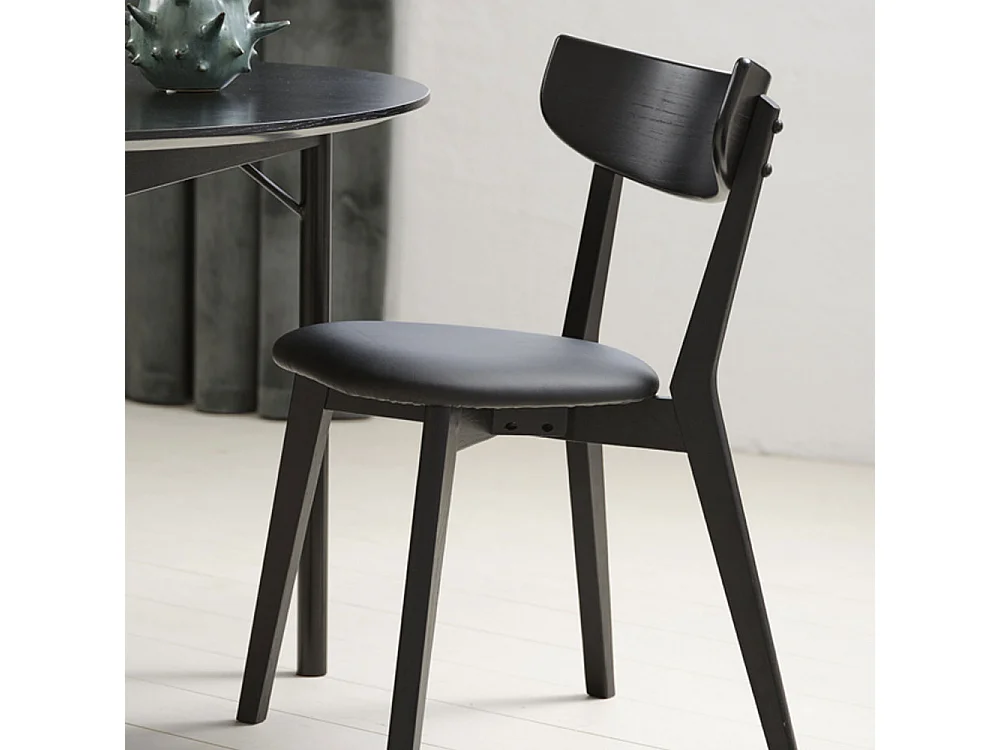 Aude - Lot de 2 chaises en bois et simili - Noir